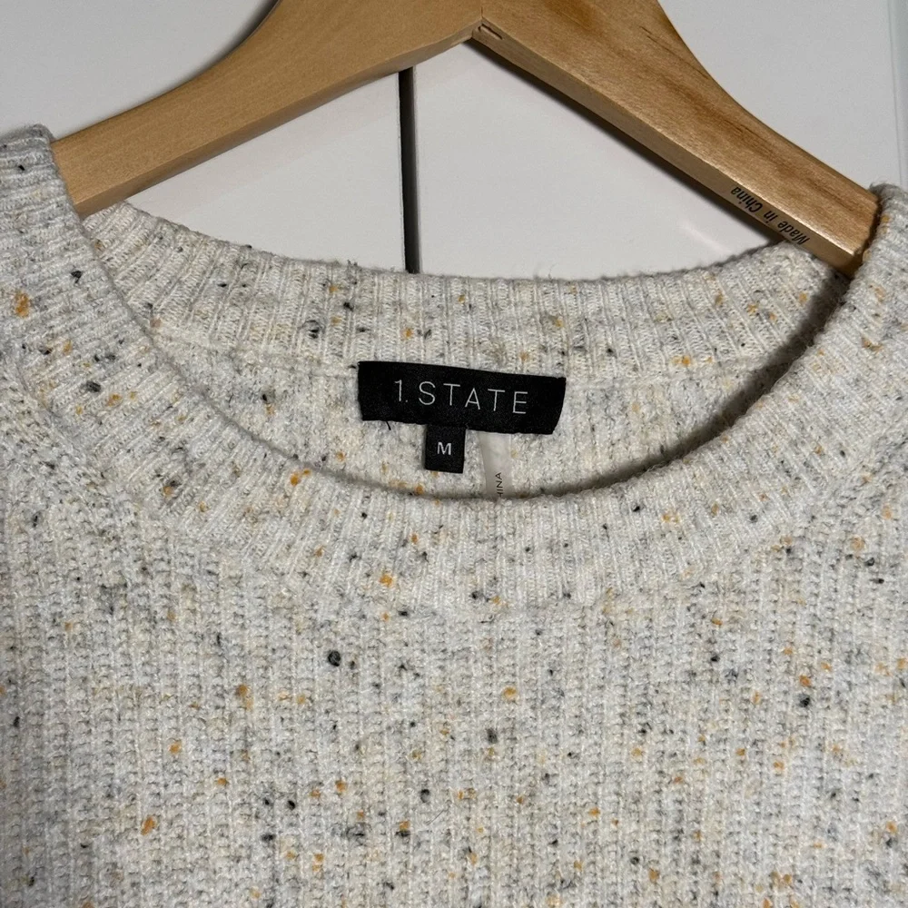1.STATE Cream Speckled Knit Sweater - Picture 3 of 5
